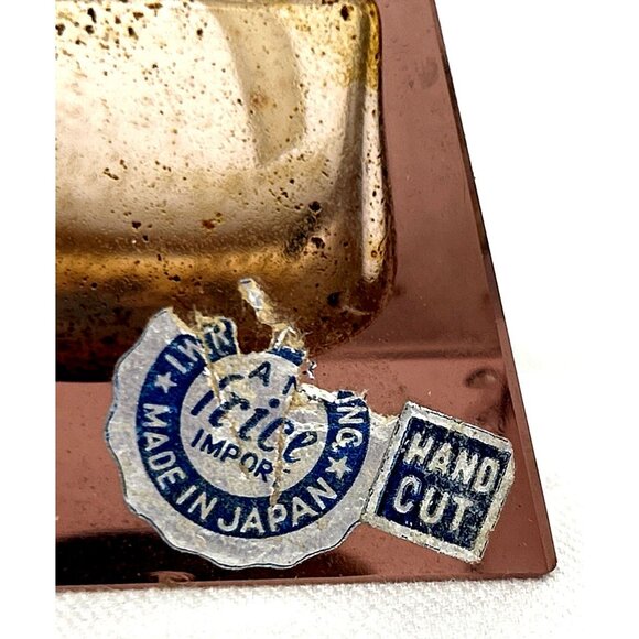 Irice Smoky Lavender Glass Perfume Bottle Atomizer Original Label Hand Cut 2.75" - Picture 2 of 8